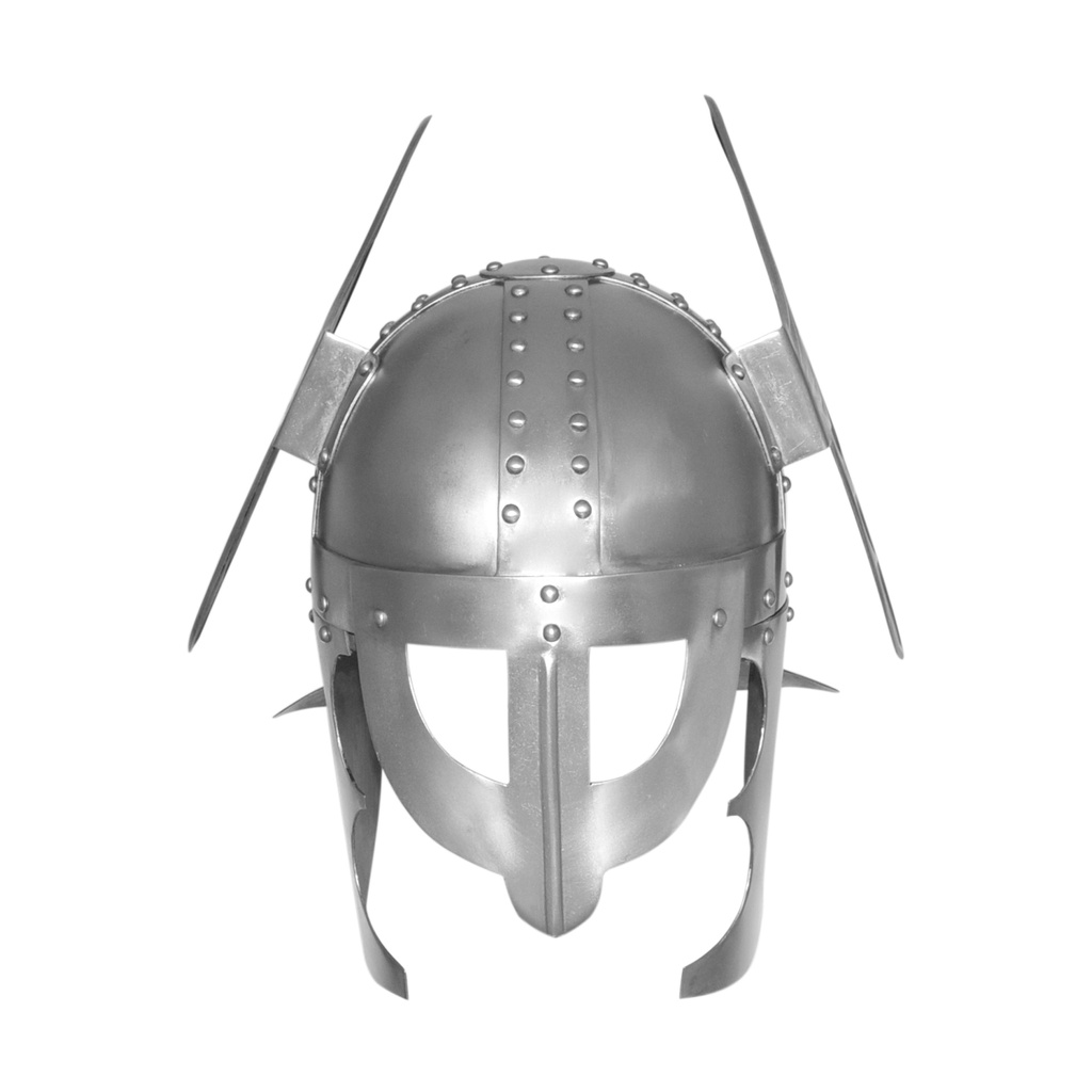 Wikinger Brillenhelm mit Flügelschmuck und Nackenschutz