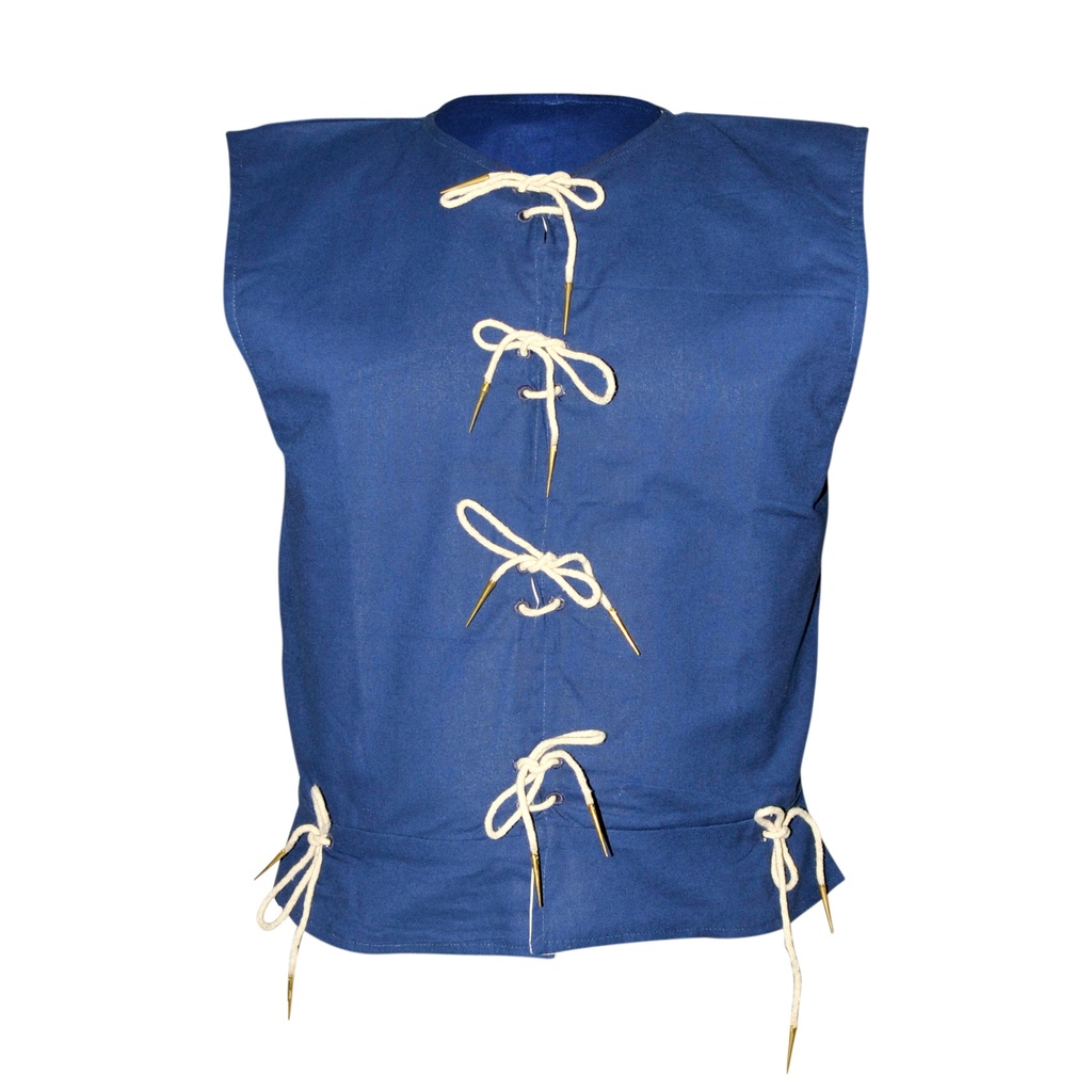 Medieval Vest with aiglet straps | Size XL | Color blue 