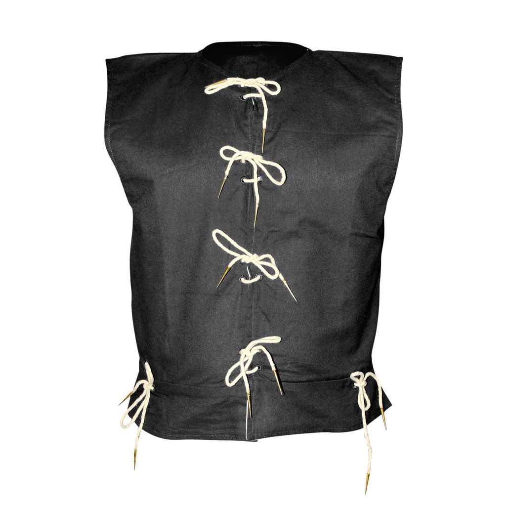 Medieval Vest with aiglet straps | Size S | Color black 