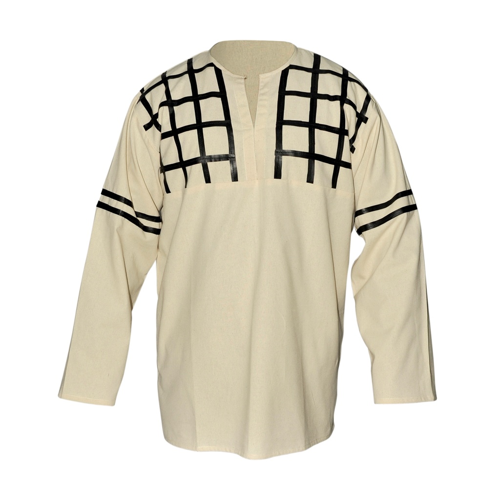 Medieval Shirt with leather decoration | Size XXL | Color natural 