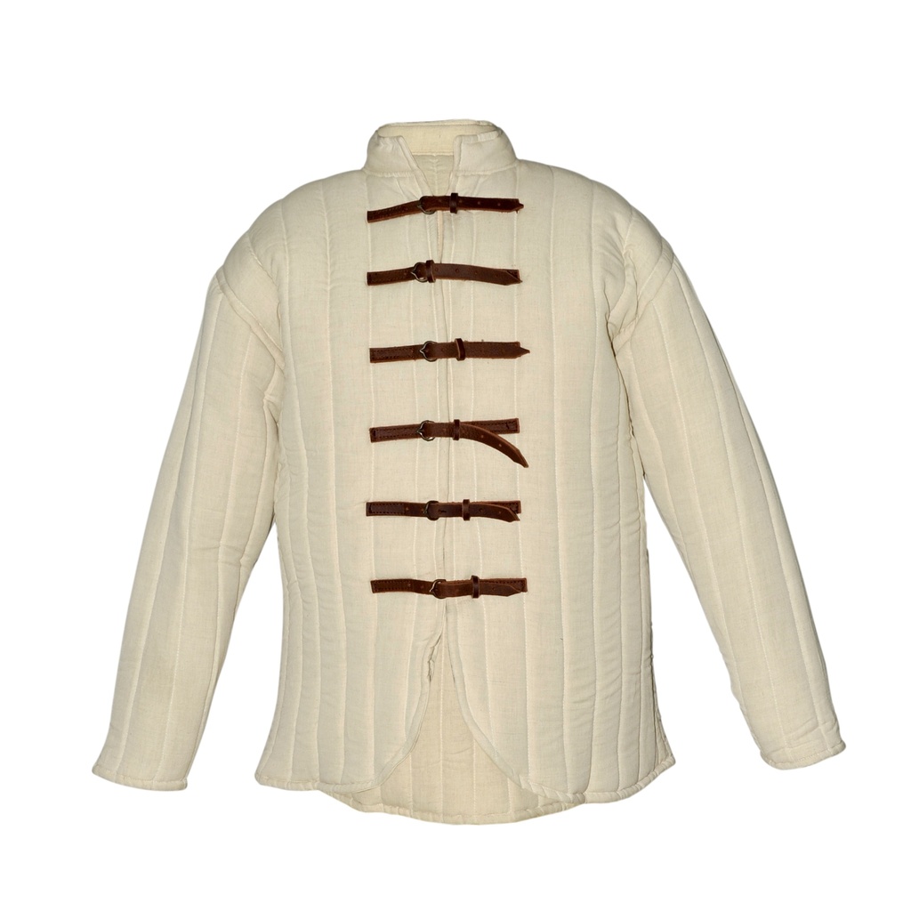 Medieval Gambeson with leather straps | Size XXL | Color natural 