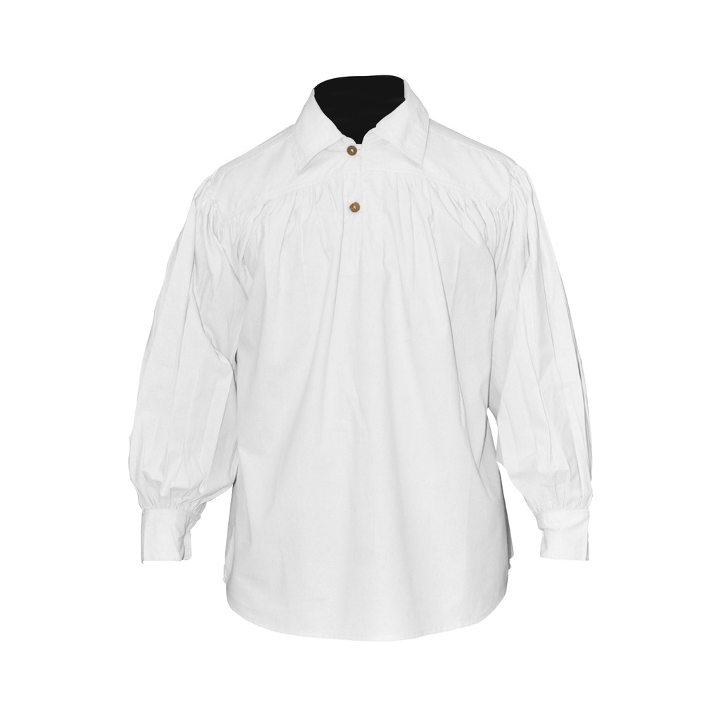 Medieval Cotton Shirt with collar and buttons | Size S | Color white