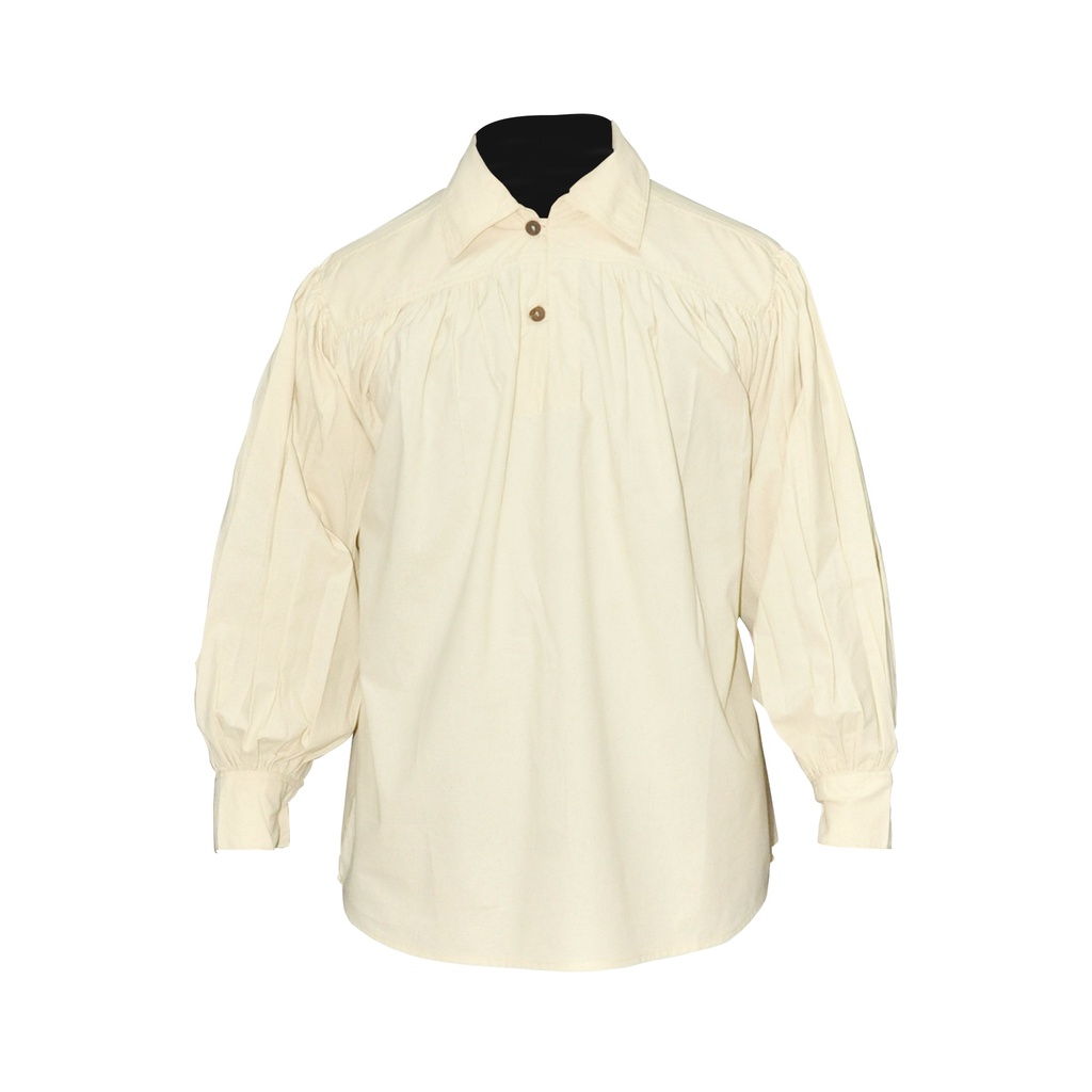 Medieval Cotton Shirt with collar and buttons | Size S | Color natural