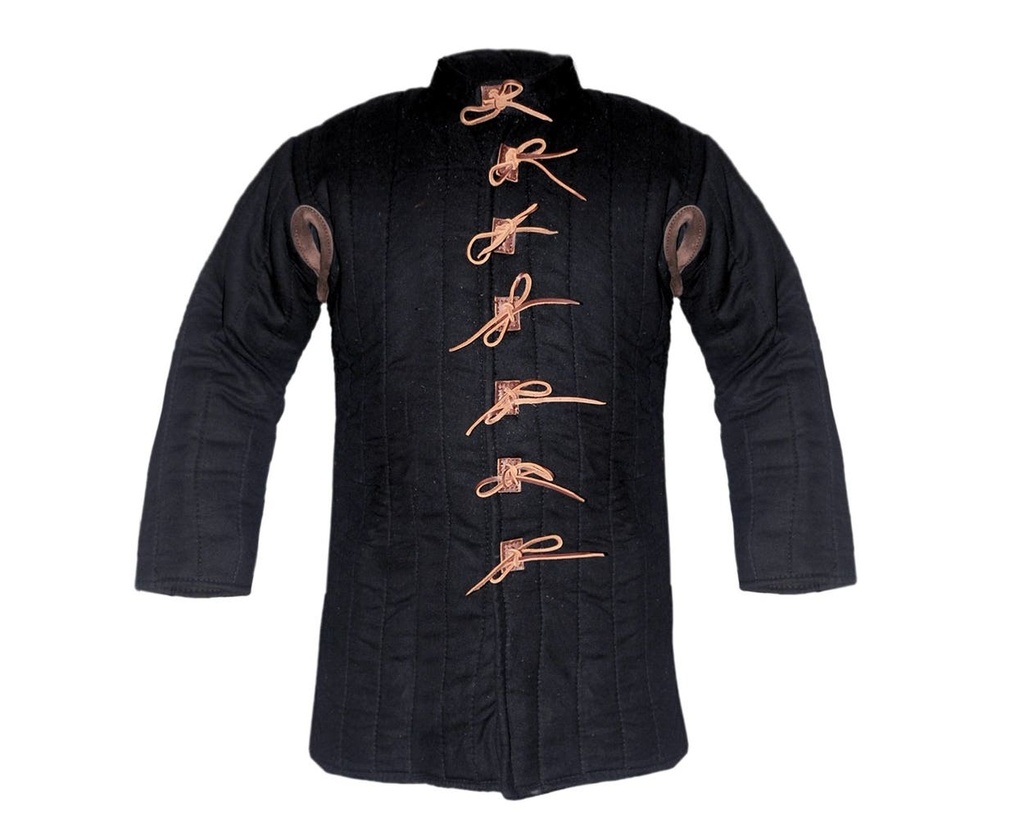Gambeson mit Ledernesteln | 14.-15. Jh. | Größe XXL | Farbe schwarz