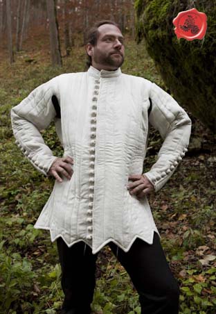 Gambeson mit stoffüberzogenen Holzknöpfen | Spätes 14. Jh. | Größe M | Farbe natur