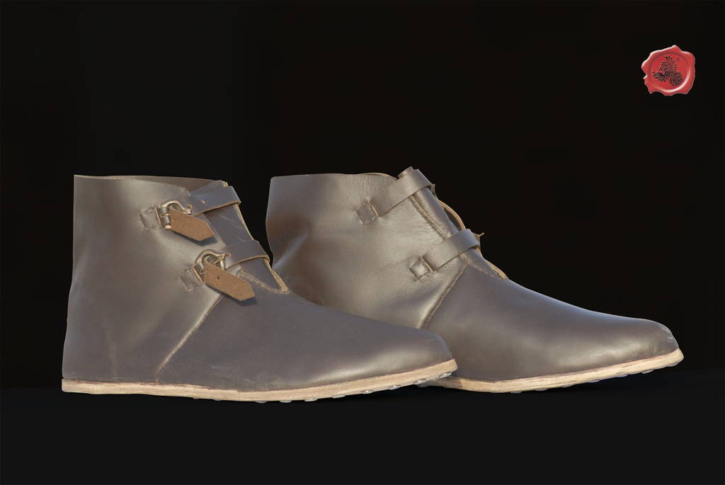 13. Jahrhundert Schuhe mit Lederriemen | Größe 42