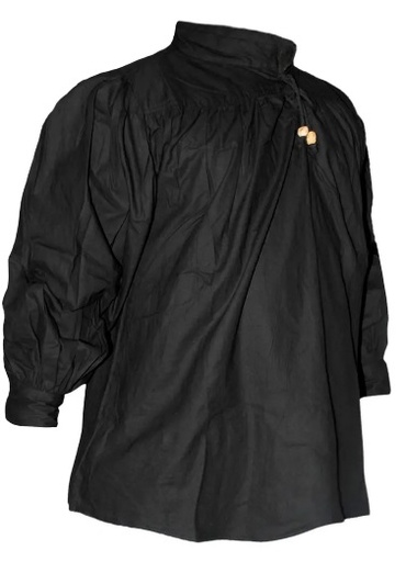 [SAY/AZG-1006-L-B-IMP] Mittelalter Baumwollhemd mit Schnürung | Größe L | Farbe schwarz