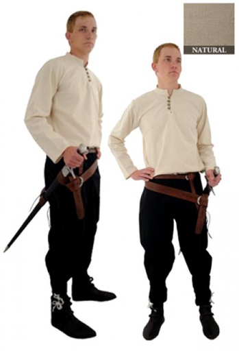 [SAY/CL/5004-XXL-N] Hand woven medieval Cotton Shirt | Size XXL | Color natural