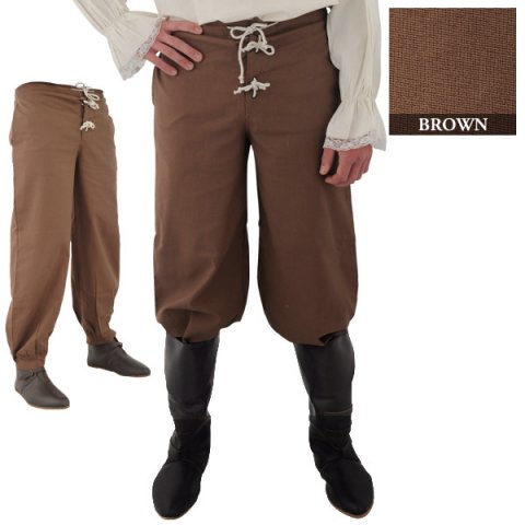 [SAY/CL/5010-BR-36"] Medieval Pants with elastic band | Size L (36 Inch) | Color natural brown 