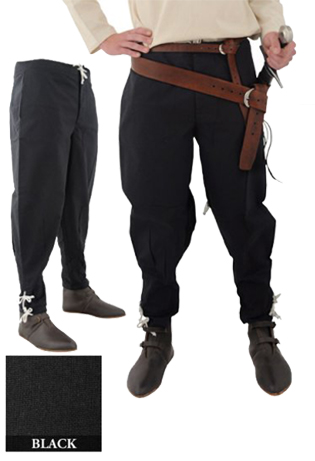 [SAY/CL/5012-B-38"] Medieval Pants with ankle lacing | Size XL (38 Inch)  | Color black 