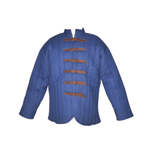 [SAY/CL/5056-S-BLUE] Medieval Gambeson with leather straps | Size S | Color blue 