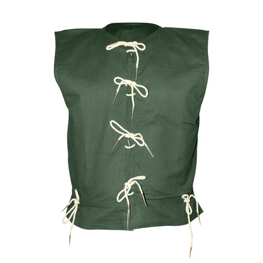 [SAY/CL/5058-L-GREEN] Medieval Vest with aiglet straps | Size L | Color green 