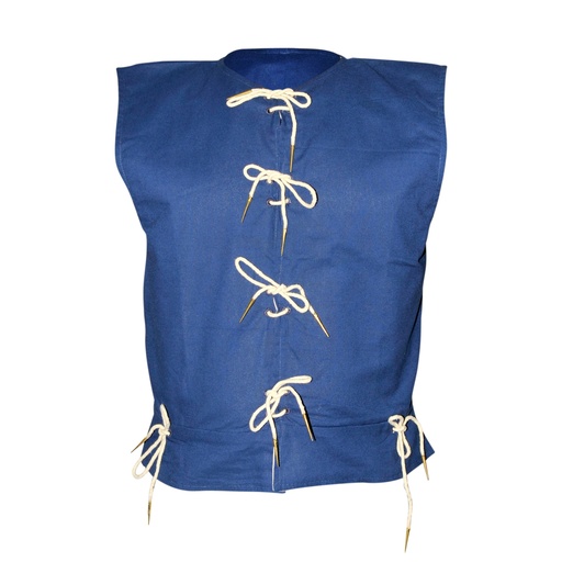 [SAY/CL/5058-M-BLUE] Medieval Vest with aiglet straps | Size M | Color blue 
