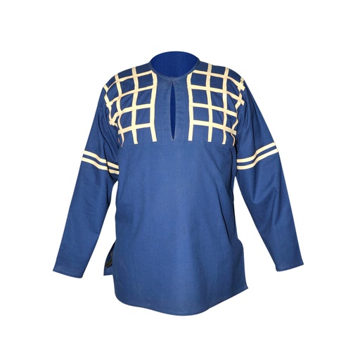 [SAY/CL/5063-XXL-BLUE] Medieval Shirt with leather decoration | Size XXL | Color blue 