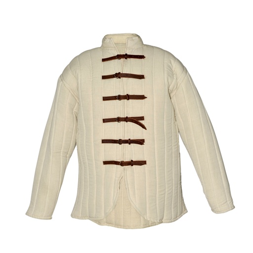 [SAY/CL/5056-M-N] Medieval Gambeson with leather straps | Size M | Color natural 