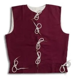[SAY/CL/5058-S-MR] Medieval Vest with aiglet straps | Size S | Color maroon red 