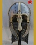 [GDFB/H/046-M-B-IMP] Coppergate Helm mit Brünne aus gebogenem Federstahl | 7. Jh. | Größe M