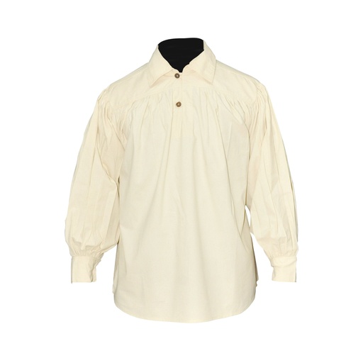 [SAY/AZG/1001-S-N] Medieval Cotton Shirt with collar and buttons | Size S | Color natural