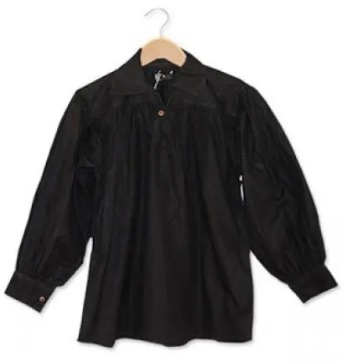 [SAY/AZG/1001-S-B] Medieval Cotton Shirt with collar and buttons | Size S | Color black