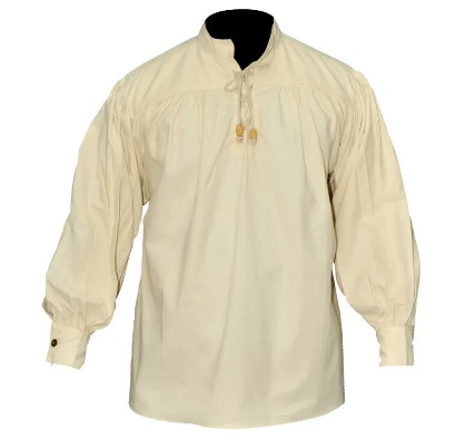 [SAY/AZG/1006-XXL-N] Medieval Cotton Shirt with collar lacing | Size XXL | Color natural