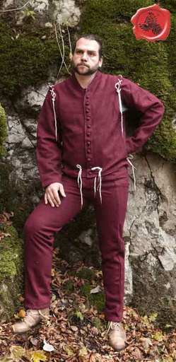 [GDFB/CL/010-XXL-MR-WL] Codpiece Pants | 15th C. | Size XXL | Color maroon red 