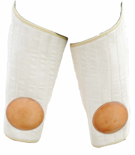 [GDFB/CL/012-M-N] Padded Legs with knee caps made from leather | Size M | Color natural 