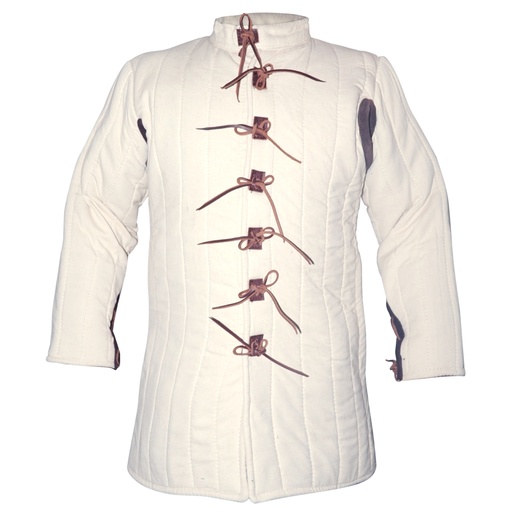 [GDFB/CL/017-M-N-O-IMP] Gambeson mit Ledernesteln | 14.-15. Jh. | Größe M | Farbe natur