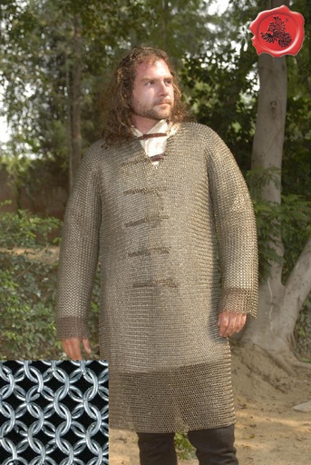 [B-60HK-8] Hauberk | Size XL (60 inch) | 8 mm Round Rings | bent spring steel