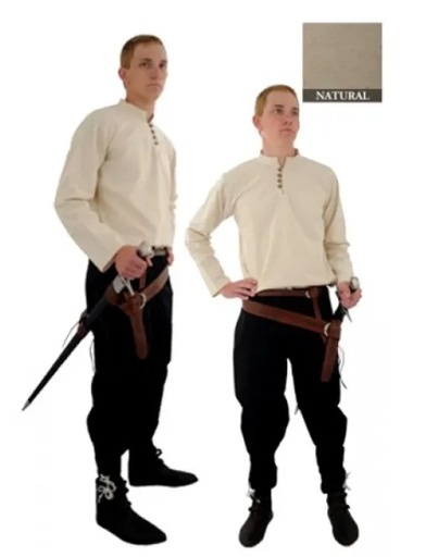 [SAY/CL/5004-M-N] Hand woven medieval Cotton Shirt | Size M | Color natural